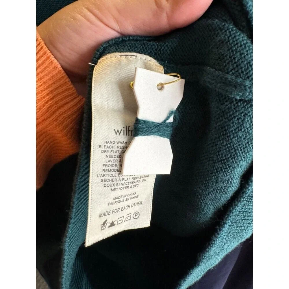 Wilfred Women's Teal Clara Merino Wool Long Sleeve Polo Sweater Size XXS